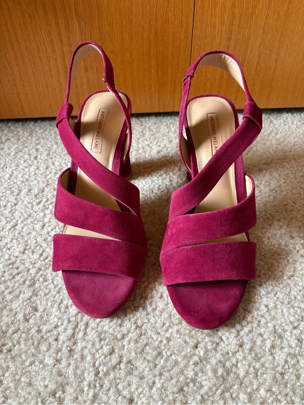 New Antonio Melani Layren Women's Fuchsia/Burgundy Suede Slingback Sandals sz 8